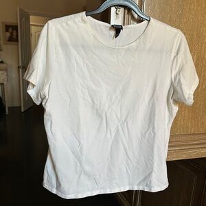 EILEEN FISHER White BASIC and SLEEK Short Sleeve Tee with STRETCH